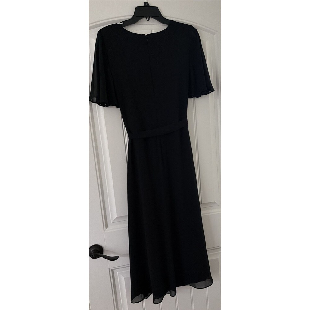 Lauren Ralph Lauren Women's Belted Fit & Flare Georgette Dress Rich Black 2 - Picture 9 of 12